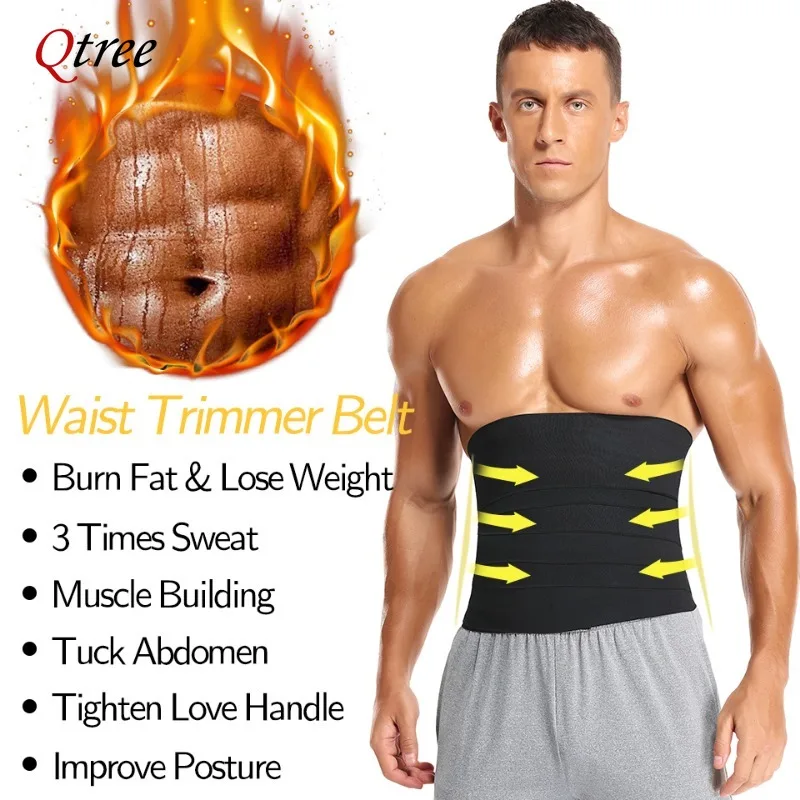 Qtree Men Waist Trainer addome riduttore strappa Me Up Bandage Wrap cintura dimagrante Body Shaper vita Trimmer corsetto pancia Shapewear