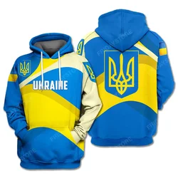 Ukrainian T-shirt Ukraine Flag Badge Blue Yellow Hoodie Ukrainian Zipper Hoodie Men Clothes