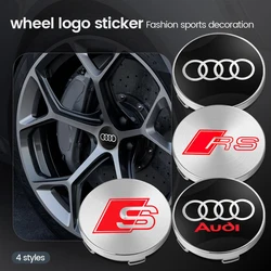 60MM Car Wheel Center Cover Hub Caps Badge Decoration For Audi QUATTRO Sline RS A4 B8 B6 B7 B9 A3 8P 8V 8L A6 C7 C6 C5 A5 Q2 Q3