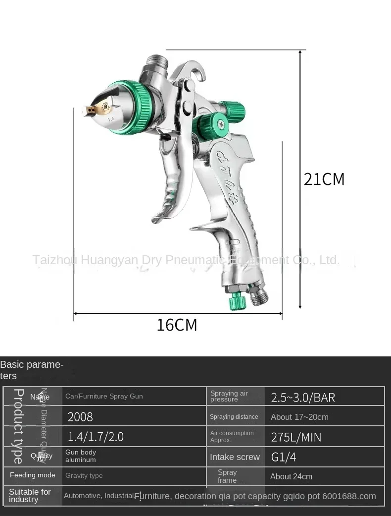 Imagem -02 - Paint Spray Gun Grupo Bico Gravidade Pneumática Air Paint Pistolas de Pulverização Carros Ferramentas de Pintura 1.4 mm 1.7 mm 2.0 mm Profissional