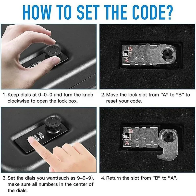 Portable Small Safe Box Travel Lock Storage Cabinet 3-digit Password Case with Security 3Ft Steel Cable for Passport Jewelry