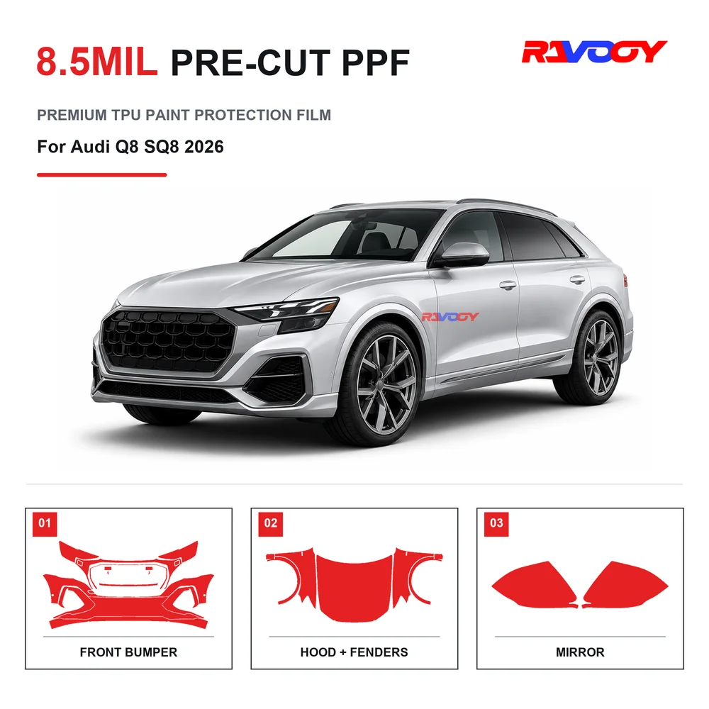 Precut PPF For Audi Q8 SQ8 2026 8.5mil TPU Clear Paint Protection Film Self Healing Hydrophobic UV Stone Chip Guard