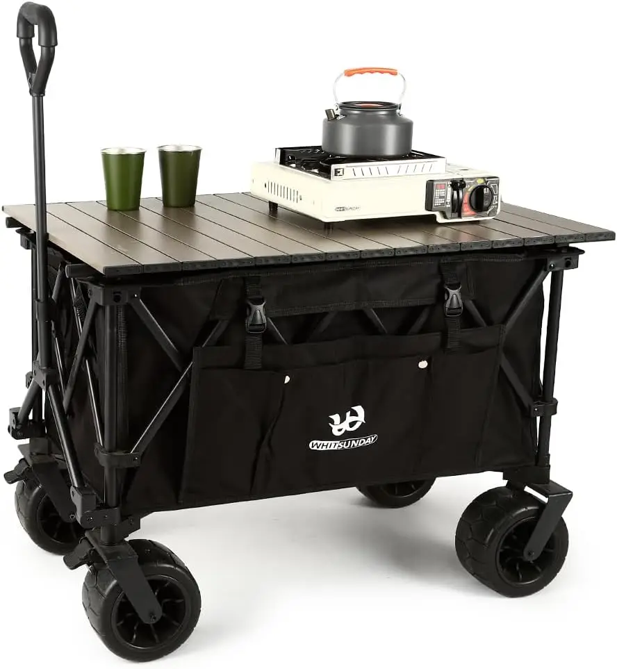 

Collasible Wagon Large Capacity 400Lbs All-Terrain Wheels Heavy Duty Utility Wagon for Gardening Shopping Fishing Camping Outdoo