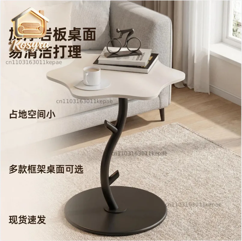 Living room, balcony, wabi-sabi wind creative cloud glass coffee table, small apartment, cream wind wrought iron sofa