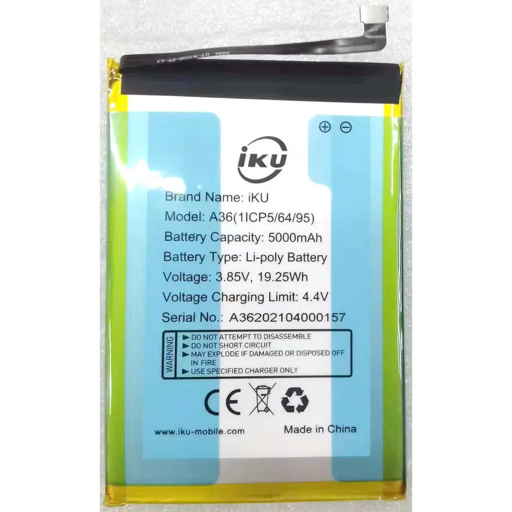 

3.85V New Original 5000mAh IKU A36 Replacement Mobile Phone Battery 1ICP5/64/95