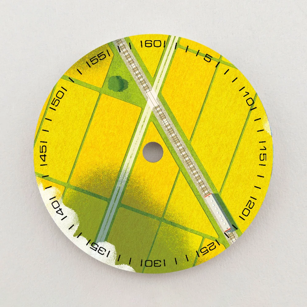 28.5mm NH35 Dial Wheat Field Railway Scenery Dial Luminous Dial NH36 Dial Watch Accessories Fits NH35/NH36 Movements Custom LOGO