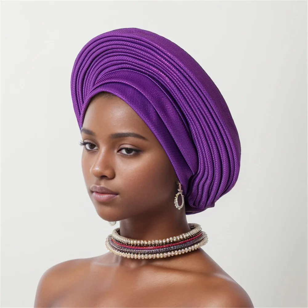 Nigeria Head Ties Wedding Party Headgear Elegant African Headtie Turban Already Made Women\'s Auto Gele Female Head Wraps