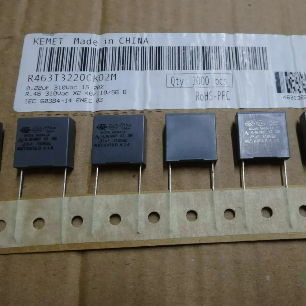 10pcs/lot AV R46 MKP 0.22uf 310VAC 220nf u22 224 M Brand New 15mm Film Capacitor (Height: 17mm) R463I3220CK02M