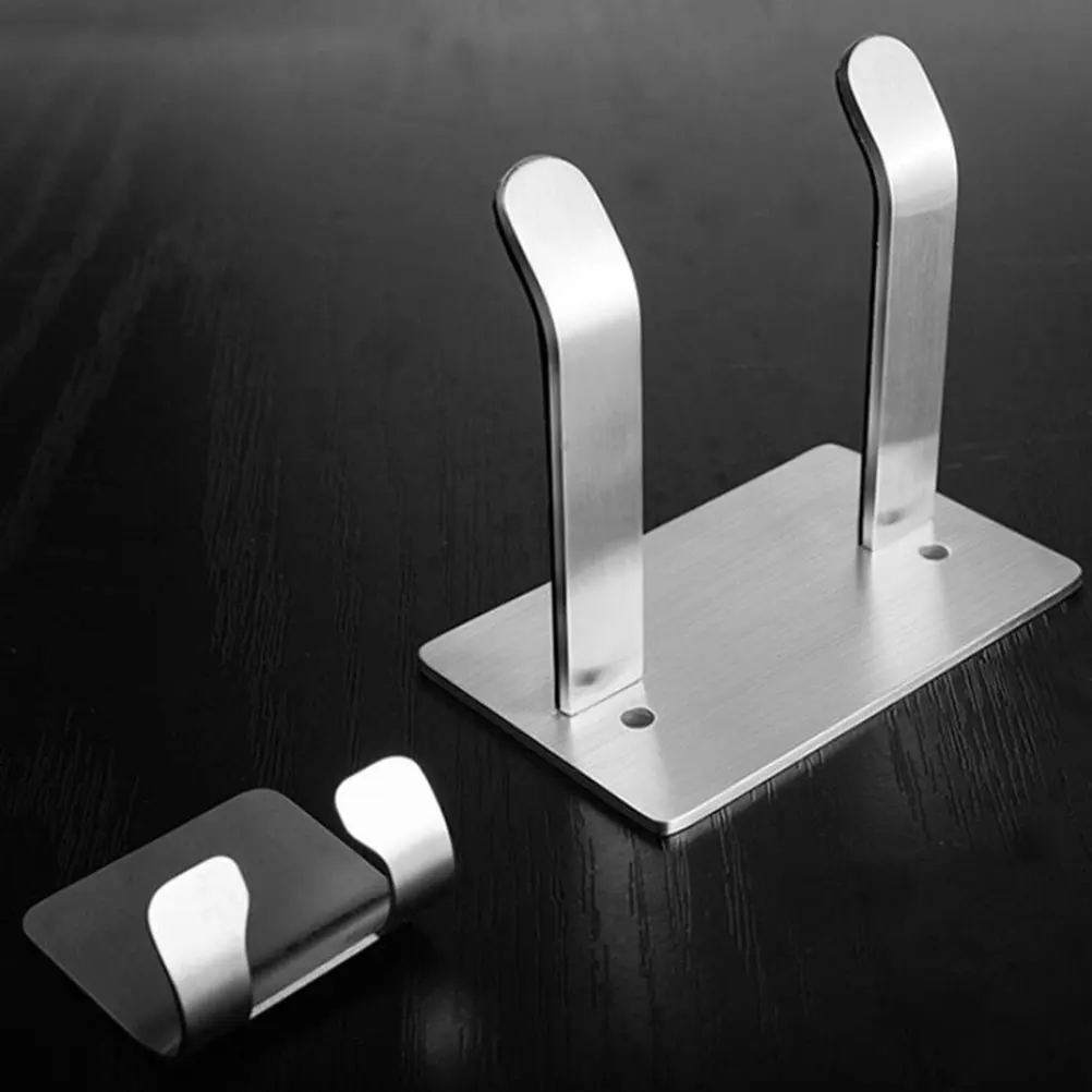2Pcs Hair Dryer Stand Wall Mounted Stainless Steel Organizer Hair Dryer Holder Rack Bathroom Adhesive Storage Space Saver