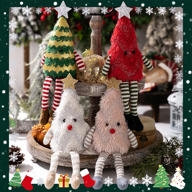 

Christmas Tree Plush Ornament Red Green Gold Cute Mini Fluffy Xmas Decor Desktop Decor Xmas Gift Party 2025 New Festive Holiday