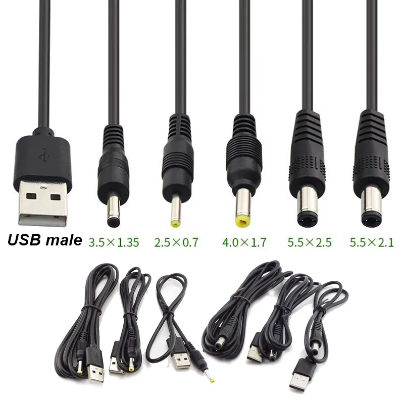 5V USB typ A męski na DC przewód do ładowarki wtyczka złącze typu jack przedłużacz kabla zasilającego 22AWG 3A