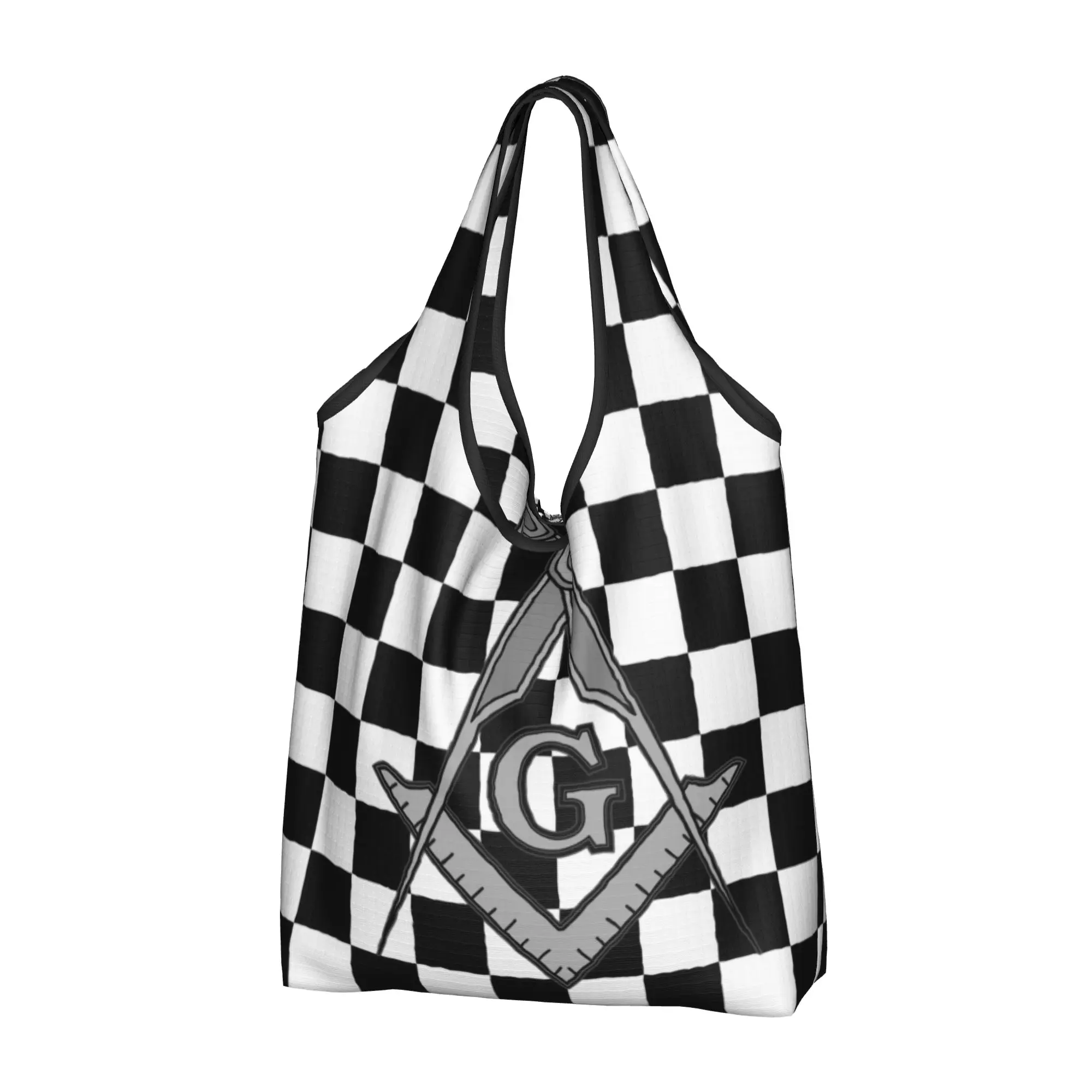 Freemason Square And Compass Masonic Grocery Shopping Tote Bags Women Cute Mason Shoulder Shopper Bags Large Capacity Handbags
