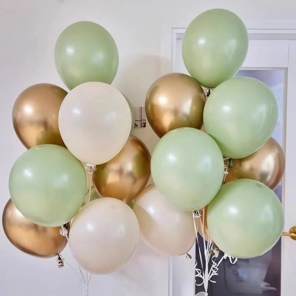 20/40pcs 10inch Avocado Green Skin Color Latex Balloon Vintage Green Platinum Ball Baby Shower Wedding Jungle Birthday Decoratio