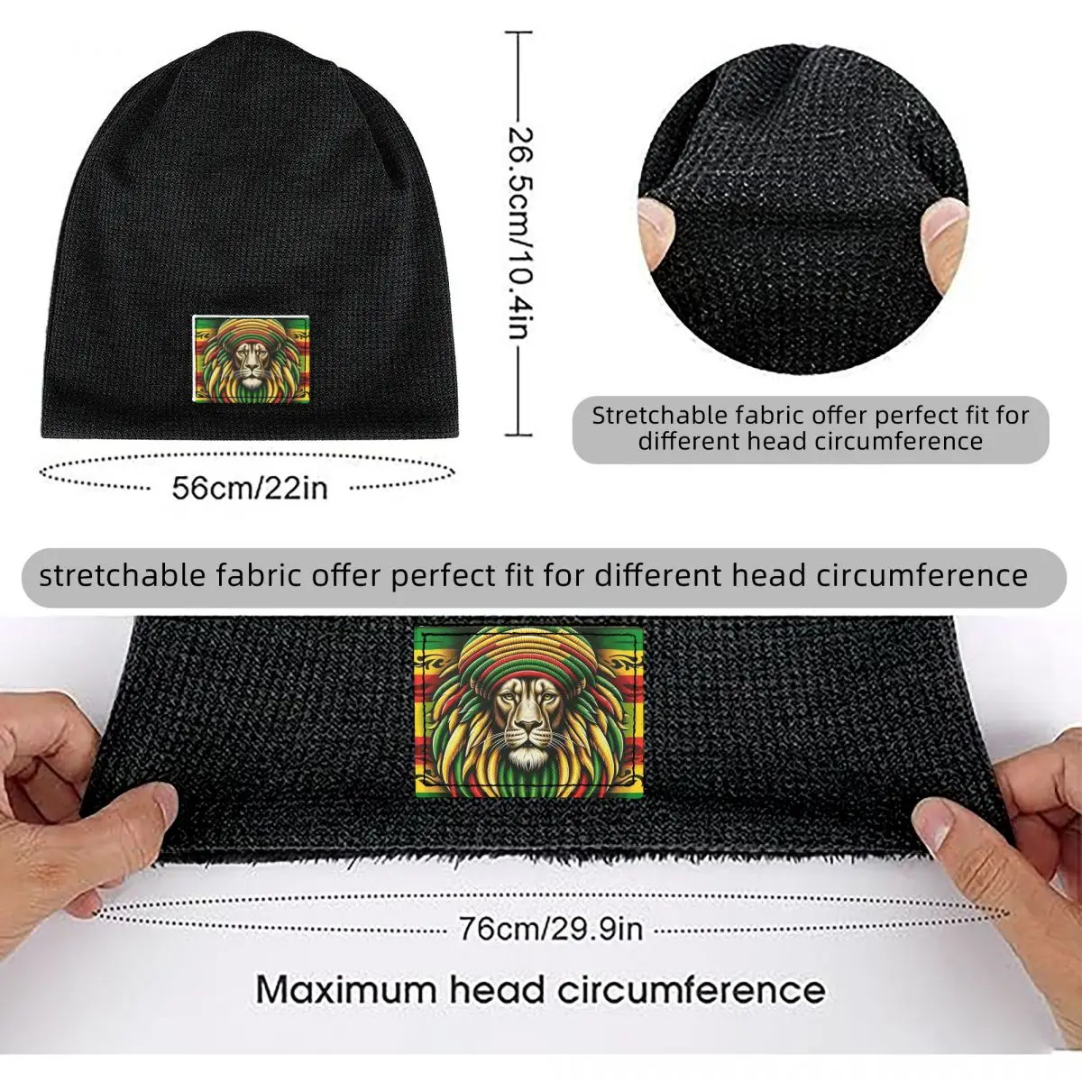 Rastafarian Amaiquina Reggae Rasta Lion Street Skullies Warm Fleece-Lined Cap Hip Hop Bonnet Hat Autumn Winter   Beanies Hats view 5