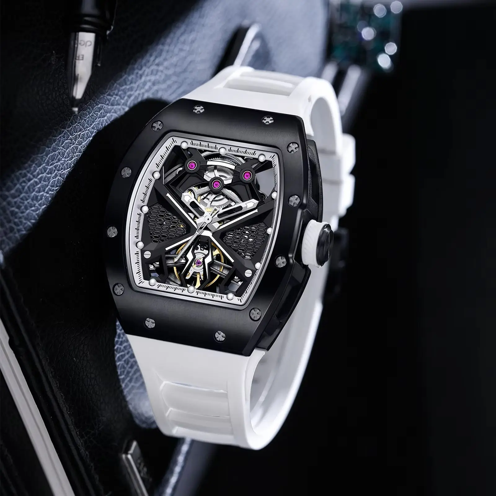 automatic man watch luxury stainless steel wholesale mechanical wristwatches skeleton waterproof diamond watch man watch