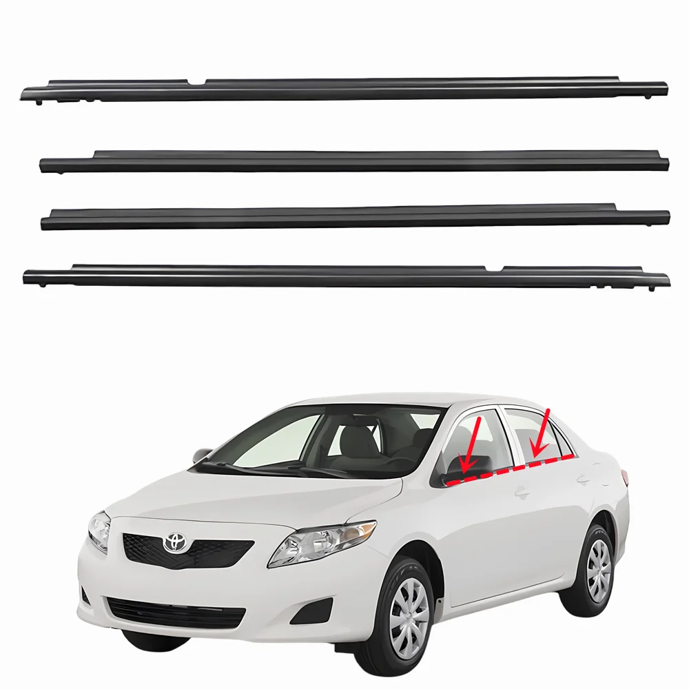 4PCS Exterior Weatherstrip Belt Molding Car Window Seal Strip Rubber Weatherstrip Draft Seal Strip for Toyota Corolla 2009-2013