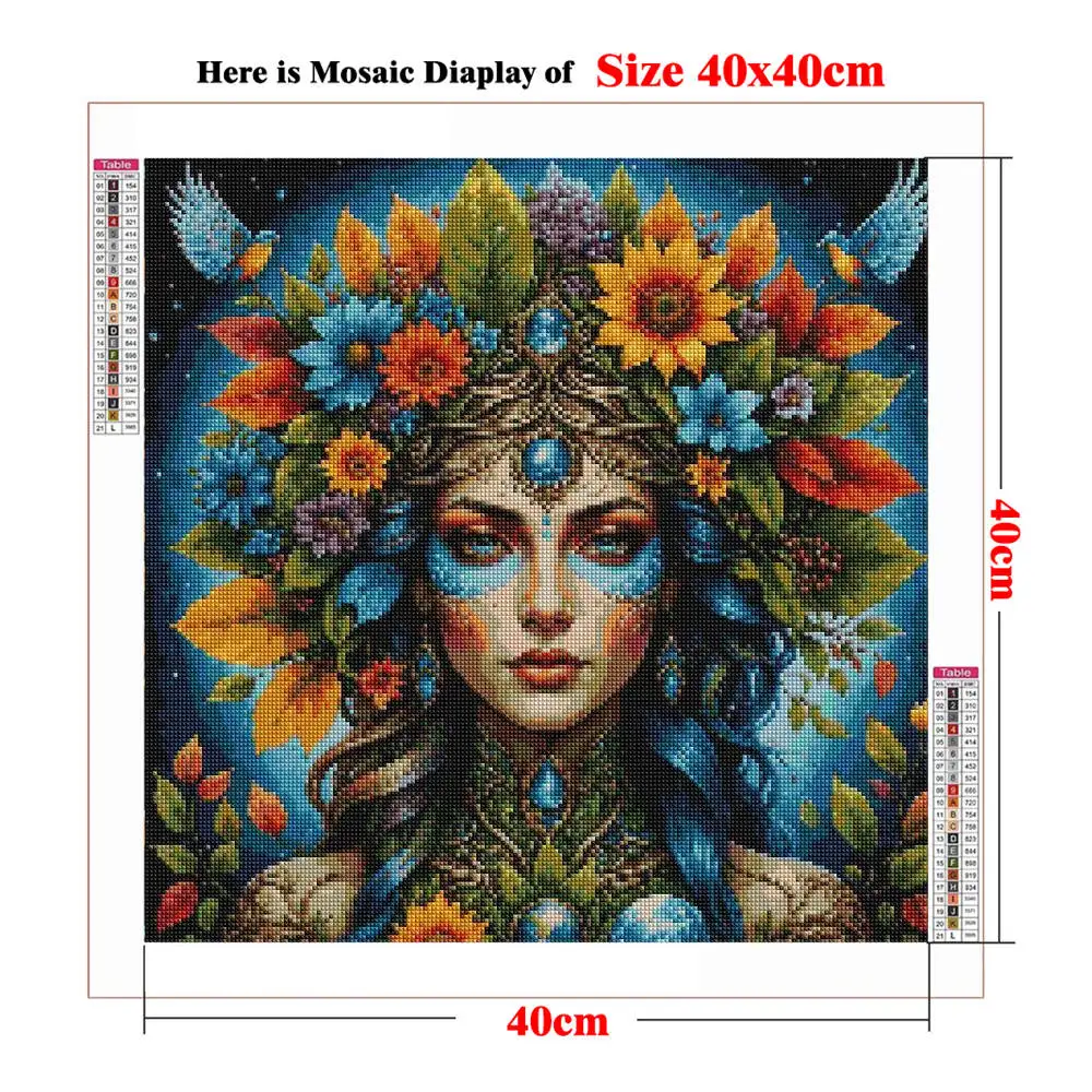Full Diamond Mosaic Mother Gaia Divine Feminine Cross Stitch Kit Diamond Embroidery Beaded Full Round Drill Diamond Painting