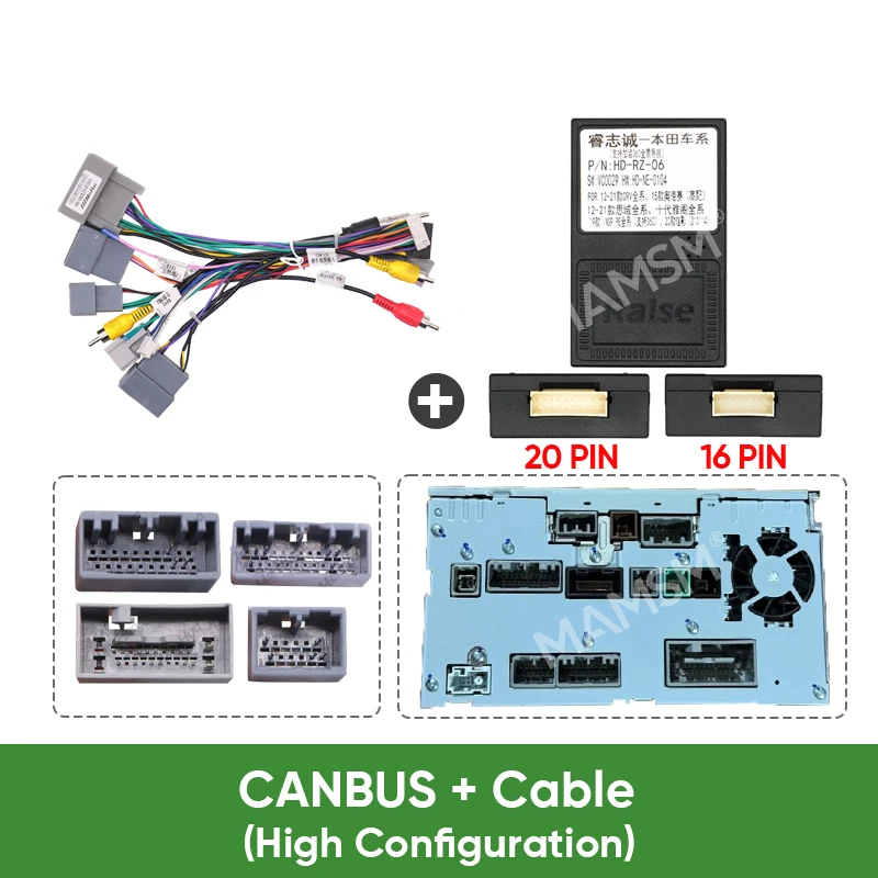 MAMSM For honda odyssey 2014 Car 16pin Wiring Harness Adapter Canbus Box Decoder Android Radio Power Cable Coneder