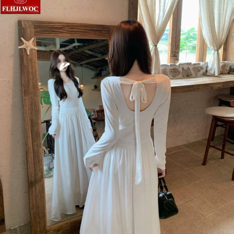 فساتين ماكسي طويلة السنة الجديدة تاريخ حفلة الفتيات امرأة الخصر النحيف وهمية 2 قطعة تصميم أنيق أسود ربطة القوس فيونكة تي شيرت فستان Vestidos #5