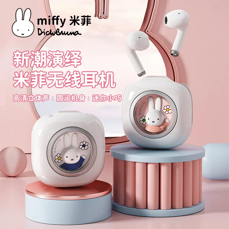 Kawaii Miffy Wireless Bluetooth Headphones High Sound Quality Semi-in-ear AirPod Cute Headphones Christmas Gift Toy