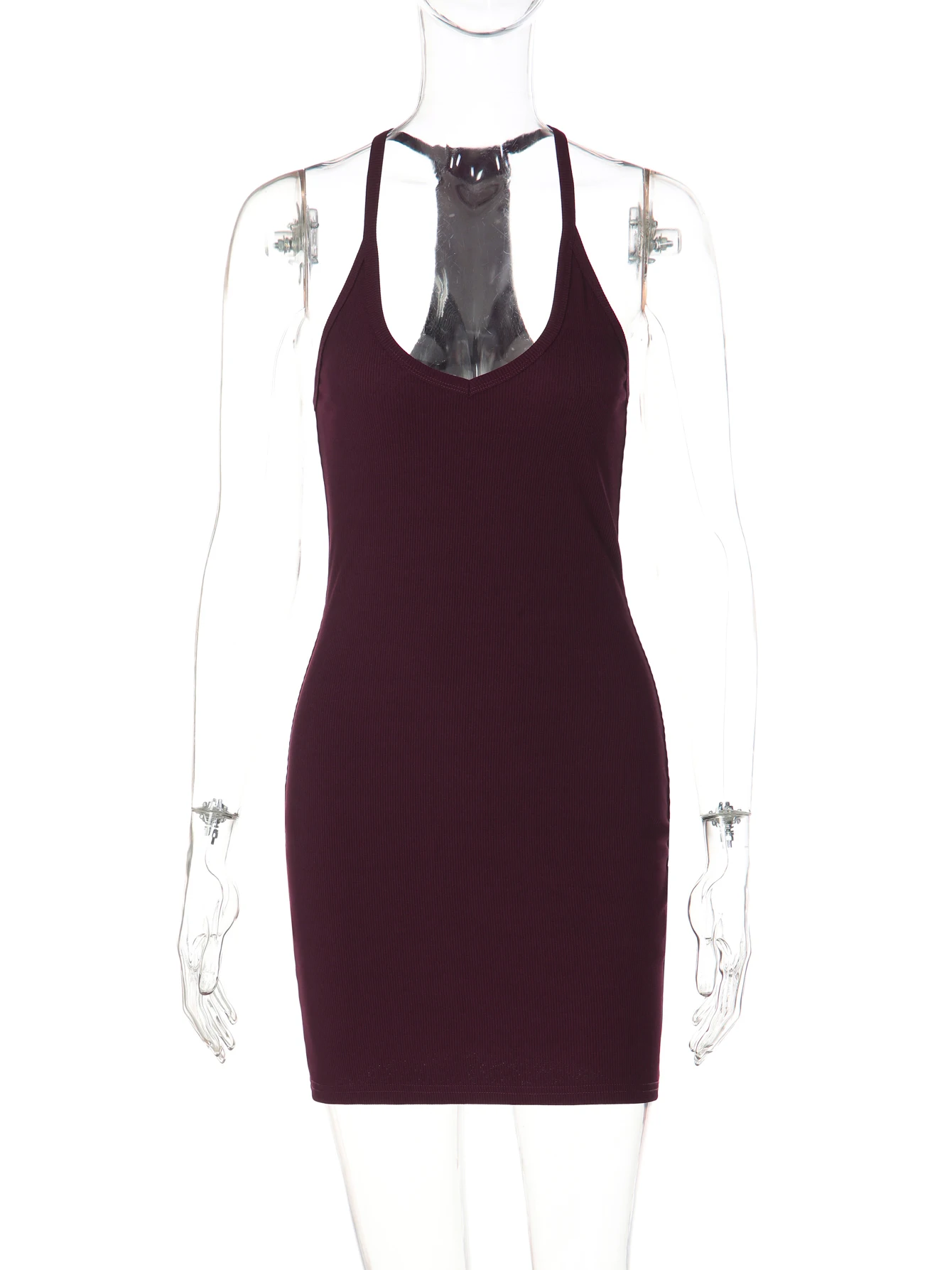Hugcitar Ribbed Halter Slips Solid Backless - Image 6
