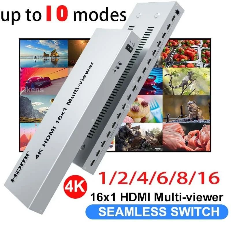 

4k HDMI Multi Viewer 1080P 16X1 HDMI Quad Screen Multi-viewer Splitter 16 In 1 Out Seamless Switch 2 4 6 8 16 PC Screen Divider