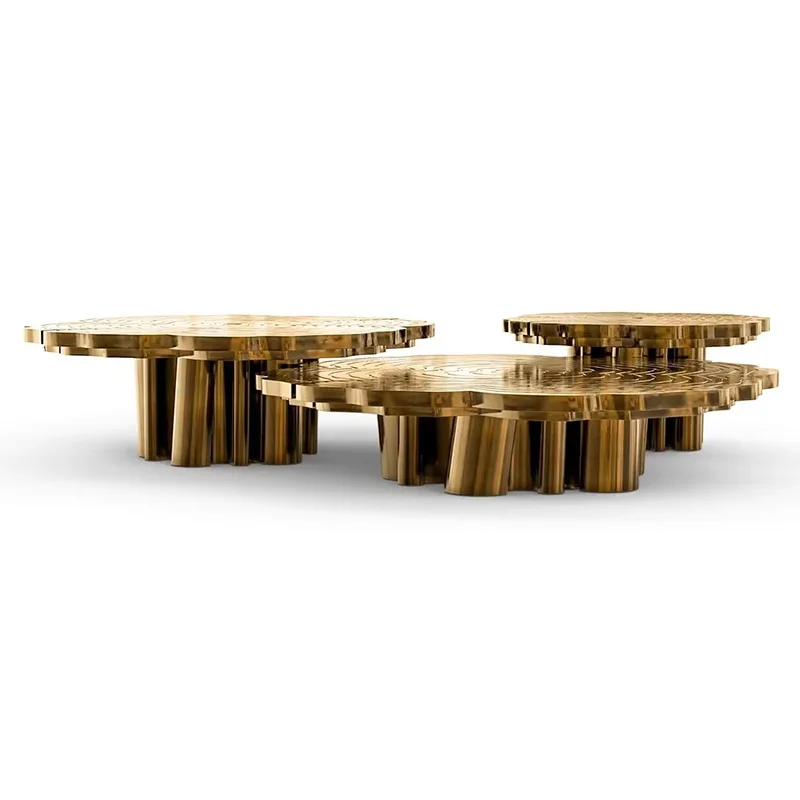 

Light luxury stainless steel special-shaped coffee table customization artistic sense designer villa living room irregular tree