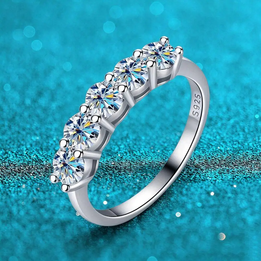 GICA GEMA 4mm D Color VVS Moissanite Ring For Women Total 1.5CT S925 Sterling Silver Jewelry Pass Diamond Tester Wedding Bands
