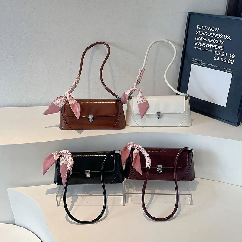 ضوء فاخر مزاجه حقيبة مربعة صغيرة المرأة الفرنسية نمط الملمس وشاح ديكور تحت الإبط أكياس الاتجاه الرجعية بولي PU حقيبة كتف واحدة