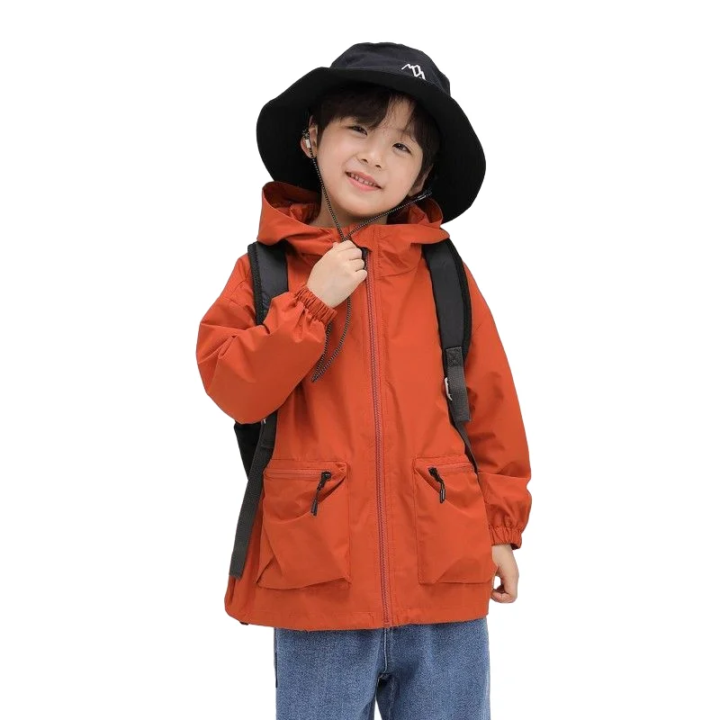 Boys Coat Jacket Cotton Outerwear Windbreak 2024 Orange Spring Autumn Overcoat  High Quality Children\'s Warm Clothing