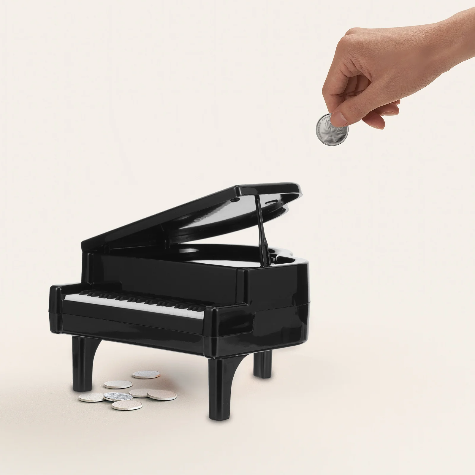 Piano Shape Piggy Bank Plastic Coin Storage Jar Desktop Money Pot Small Piano Craft Novelty Saving Container Decorative