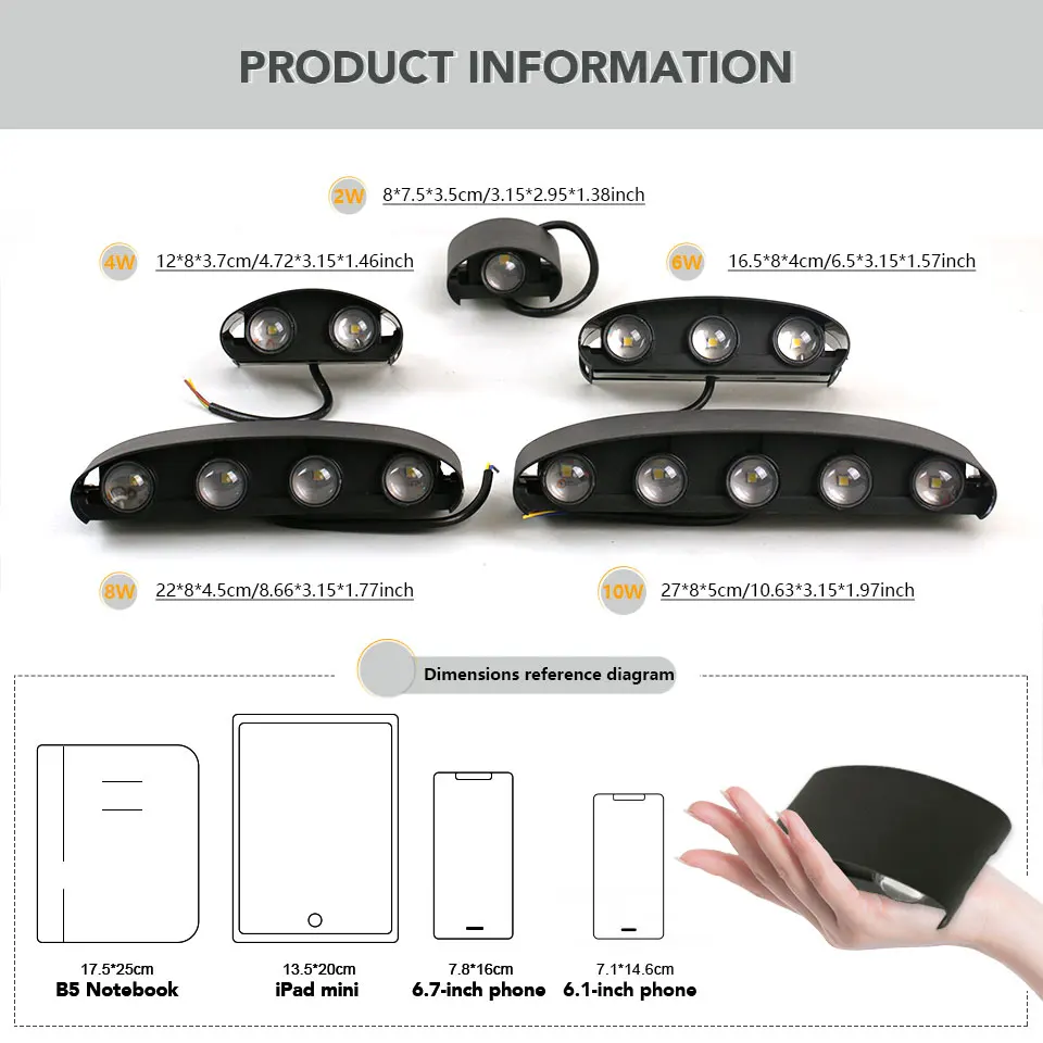 Aluminum LED Wall Lamp Waterproof IP65 110V 220V Outdoor Garden Lights Interior Wall Light for Bedroom Living Room Lighting 3