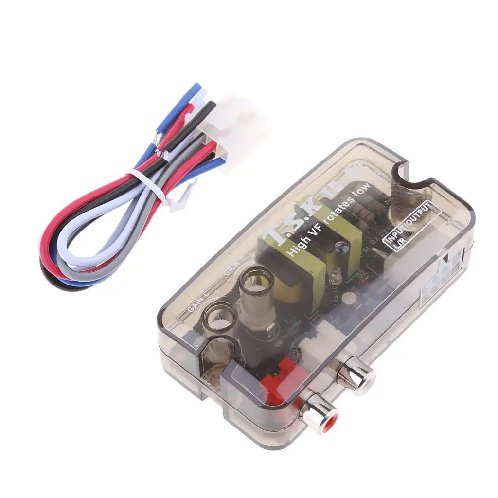 2 Channel Speaker to RCA Line Converter Adjustable Stereo Hifi Amplifier Cable for Car Sound System Subwoofer Integration
