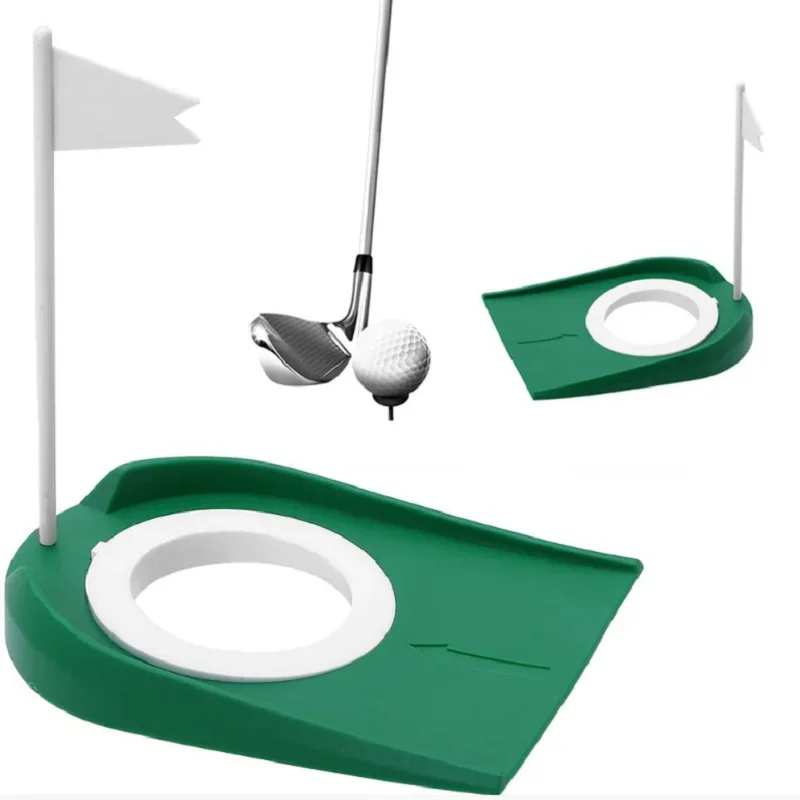 Golf Practice Putting Cup Mat with Hole and Flag Plastic for Indoor Outdoor Office Yard