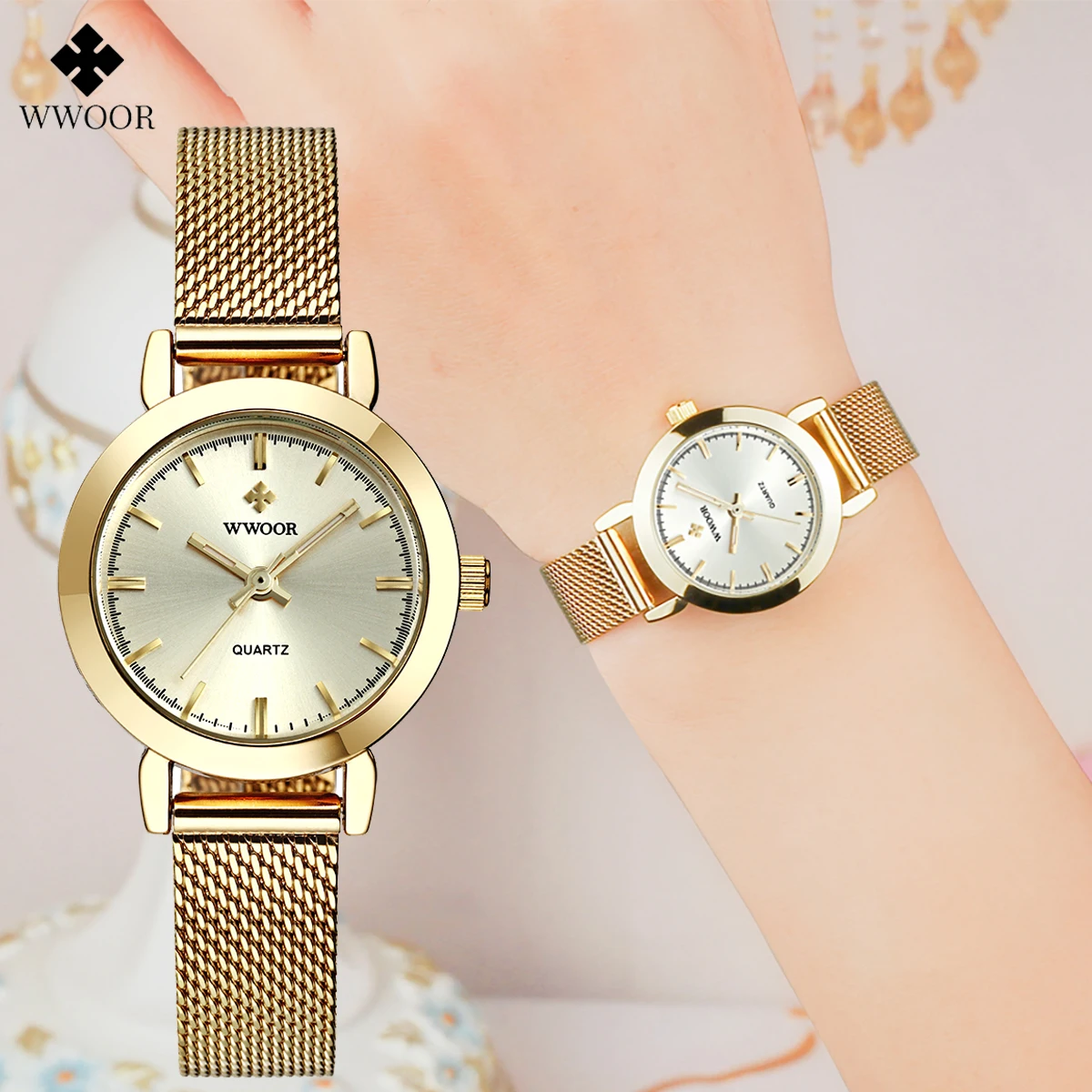 New Fashion WWOOR Women Watches Creative Stainless Steel Women Bracelet Watches Top Brand Luxury Female Quartz Waterproof Watch