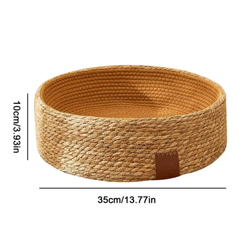 Cat Basket Bed Rattan Weave Pet Furniture Cat Bed Basket Nest Wicker Dog Bed Cat Scratching Board Cozy Kitten Bed For Cat