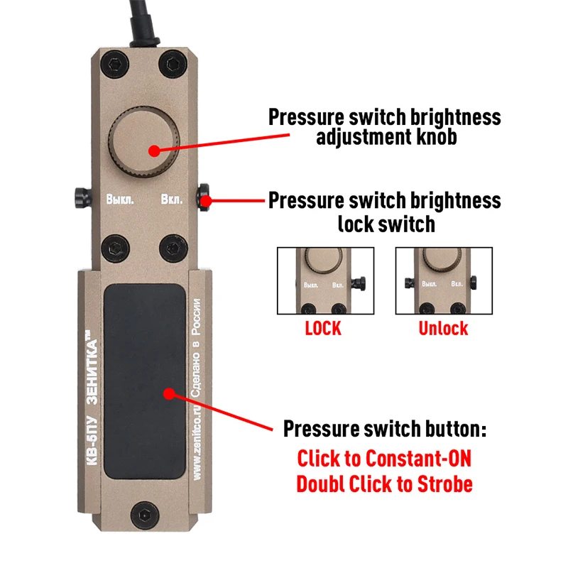 KV‑5P Remote Pressure Switch Tactical Zenitco Perst-4 Flashlight Adapter Fit 20mm Picatinny Rail for Airsoft Toy Accessory