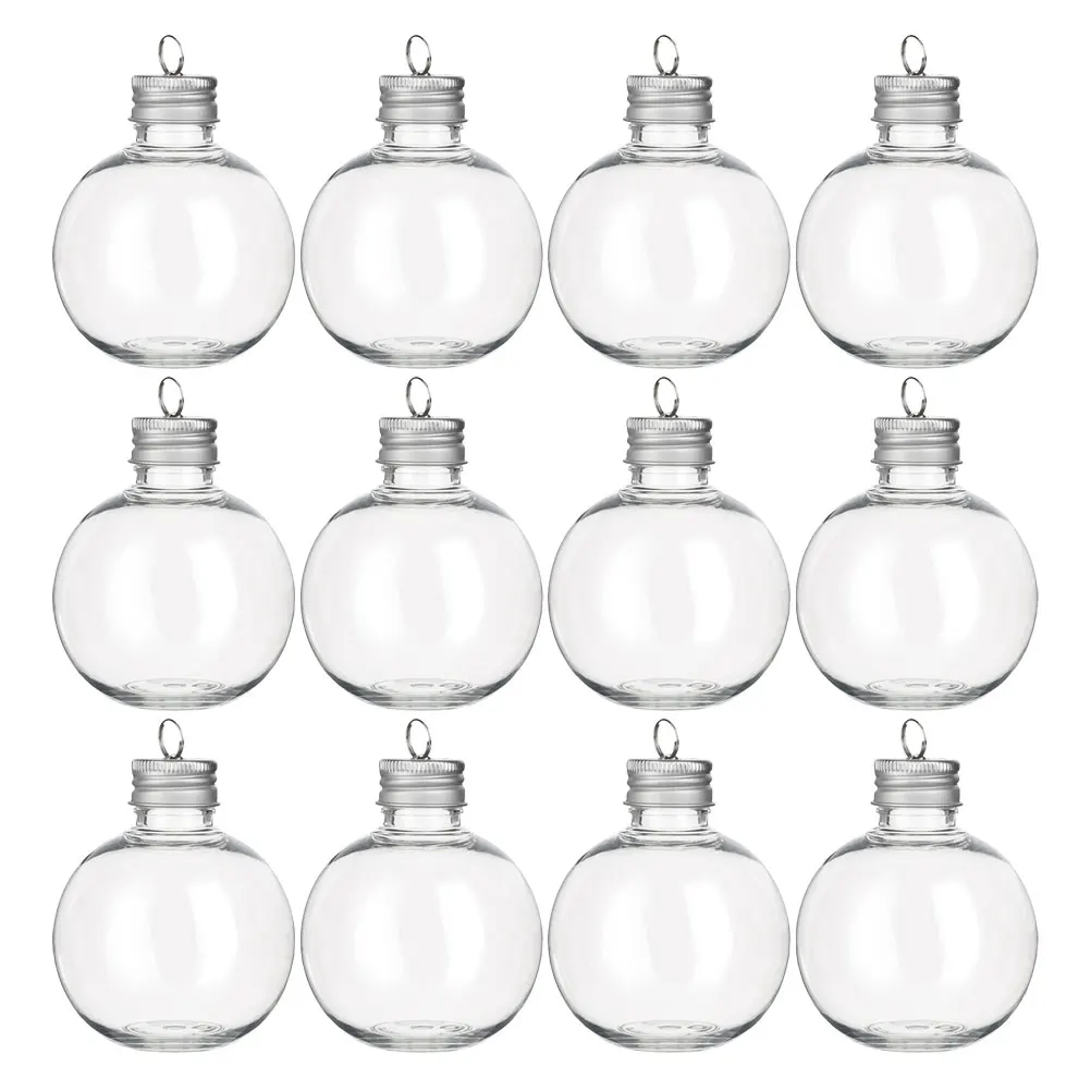

12pcs Transparent Round Bulb Bottle 150Ml Clear Glass Diy Wedding Party Decoration Light Bulb Shaped Hanging Ornament For
