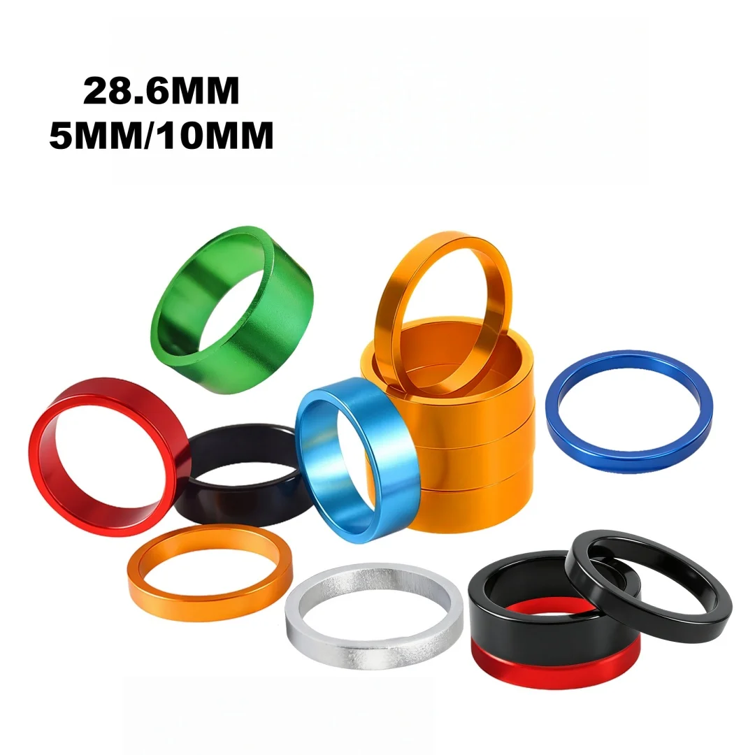 

Bike Headset Spacers 5MM/10MM,Aluminum Alloy Fork Stem Washer for 28.6MM Mountain Road Bicycle