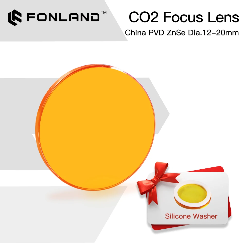 Fonland ZnSe Focus Lens PVD Laser Lens Dia.18/19.05/20 FL38.1/50.8/63.5/76.2/101.6/127mm for CO2 Laser Engraving Cutting Machine