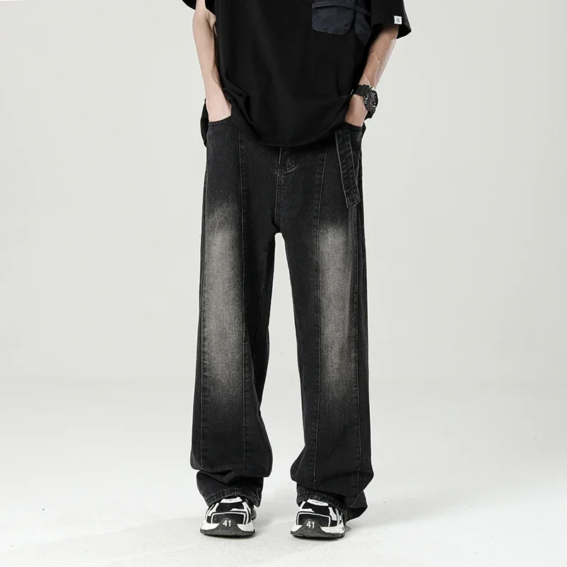Jean Hipster pour hommes, personnalité, Style américain, drapé, pleine longueur, Streetwear avancé, pantalon en Denim Hip Hop, automne