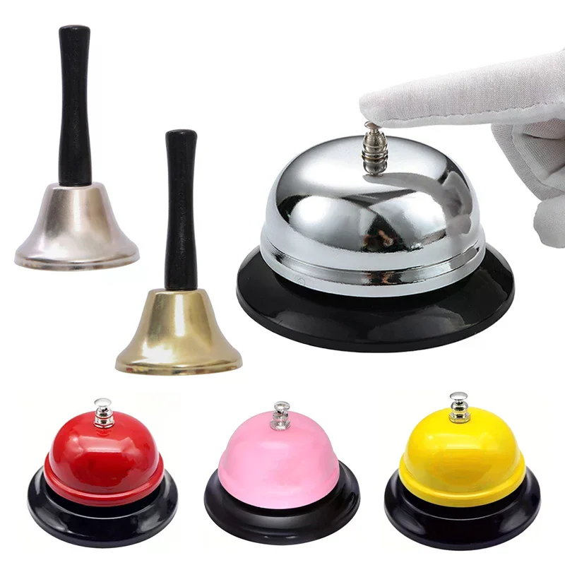 Vintage Metal Service Bell, Portable Hand Bell, Multifunctional Desk Bell for Restaurant, Hotel Game Show, Coffee Shop
