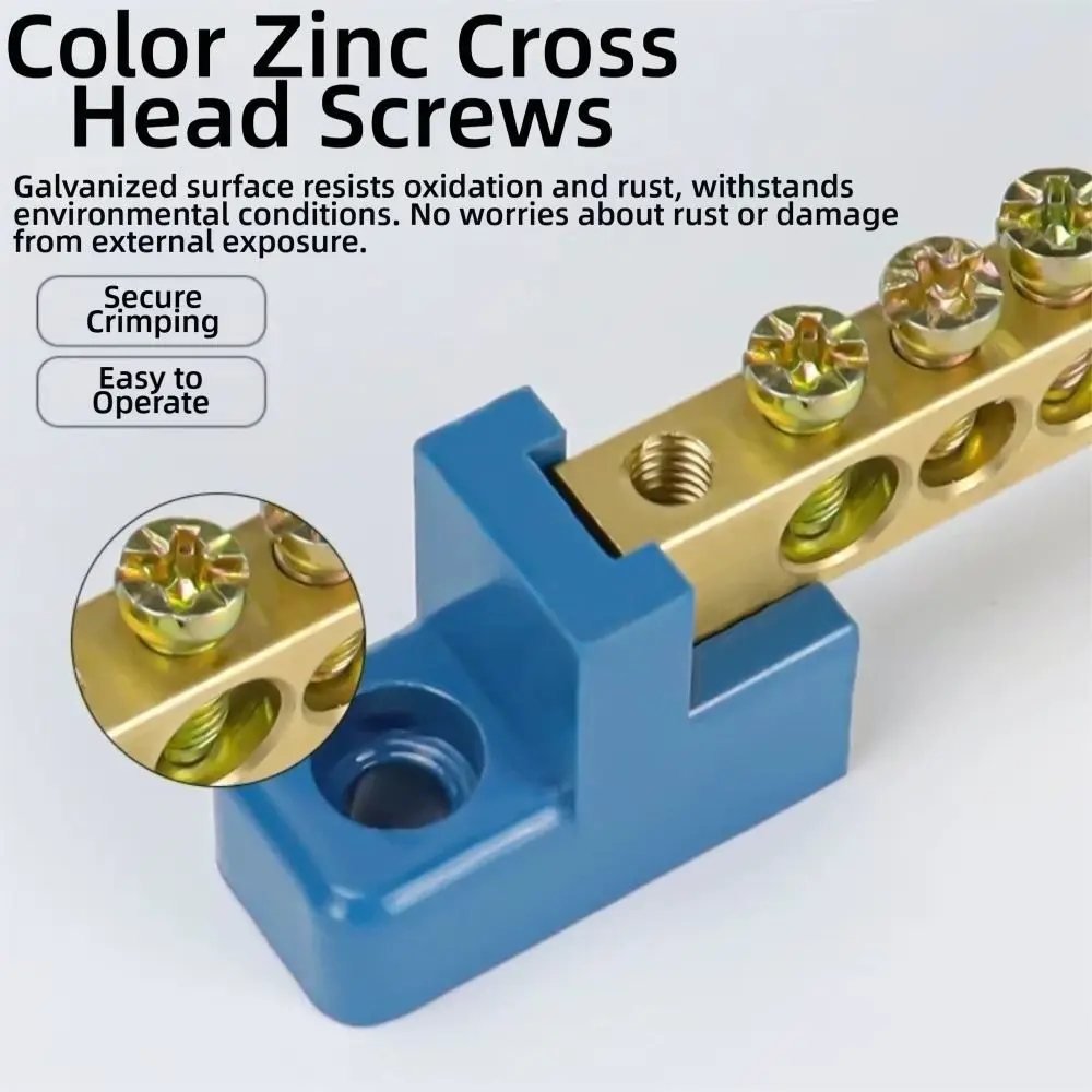 New 6*9 Copper Ground Bar 4/6/8/10/12 Hole High Bridge Type Zero Row Copper Bar Distribution Box