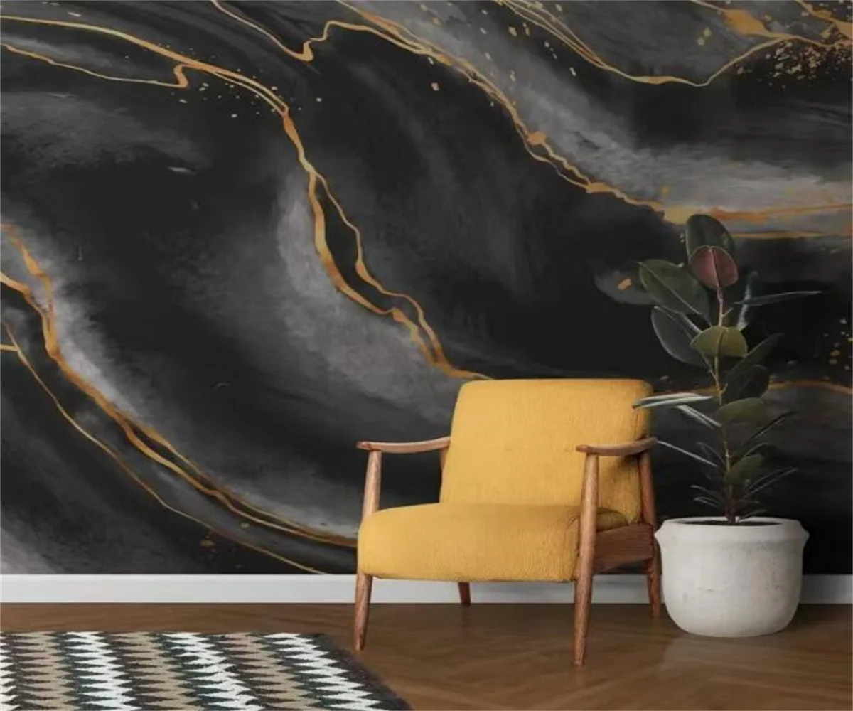 Customize mural wallpaper of any size modern abstract gold black marble living room TV background wall decoration wallpaper