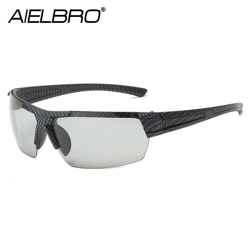 AIELBRO Carbon Fiber Frame Sunglasses for Men Polarized Cycling Glasses Photochromic Glasses Sports Lenses Men\'s Sports Glasses