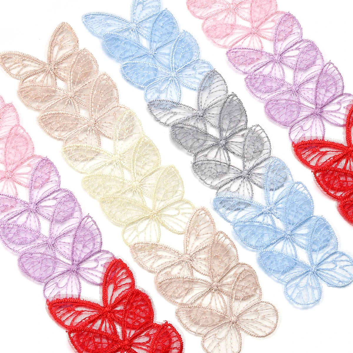 20pcs Embroidered Mesh Butterfly 3.5x4.5cm Cloth Patch Appliques for DIY Clothes Headwear Sewing Supplies Hair Clips Accessories