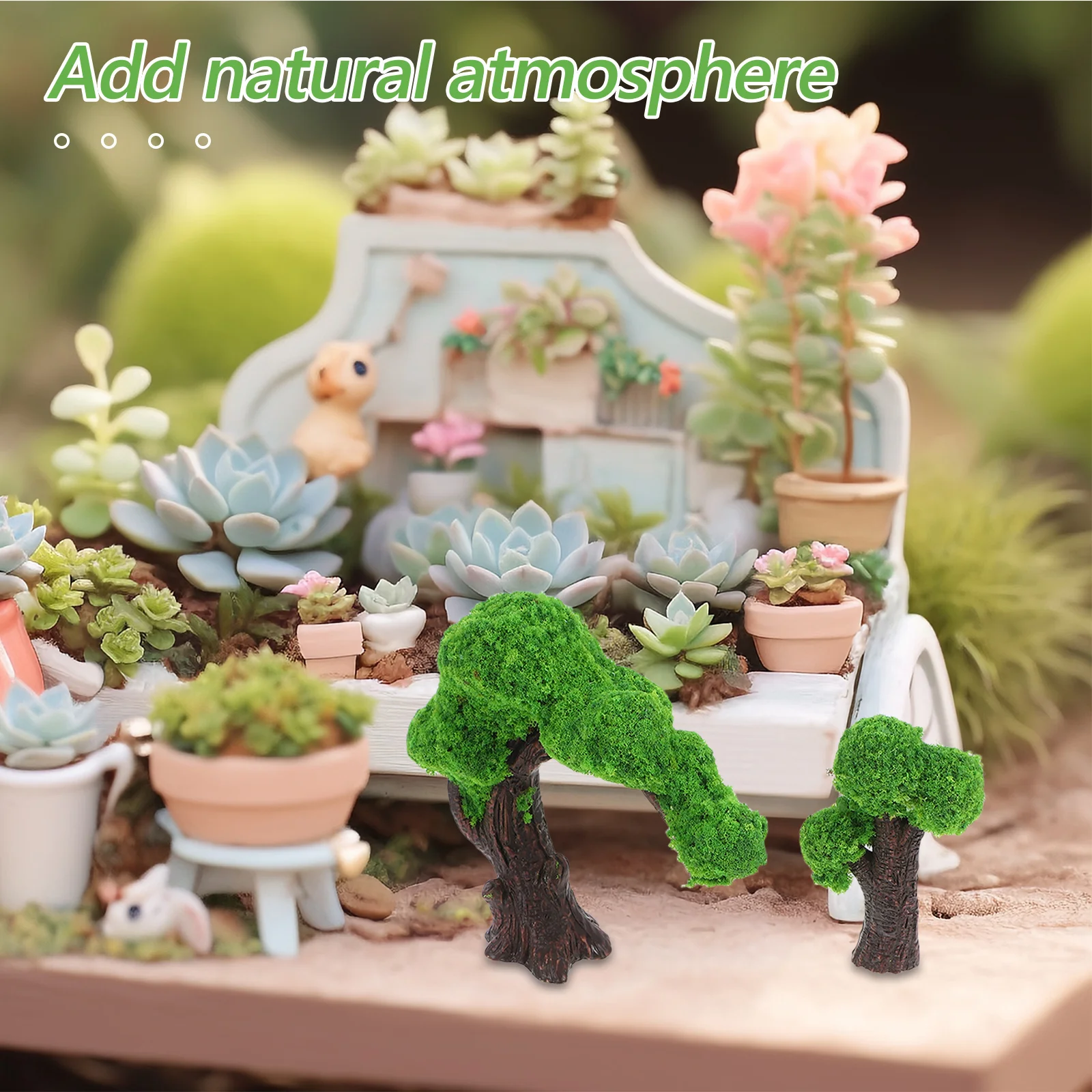 

6 шт. искусственная зелень для миниатюрных садовых аксессуаров, декор для террариума, пейзаж с поездом, микропейзаж, орнамент, поддельный уличный