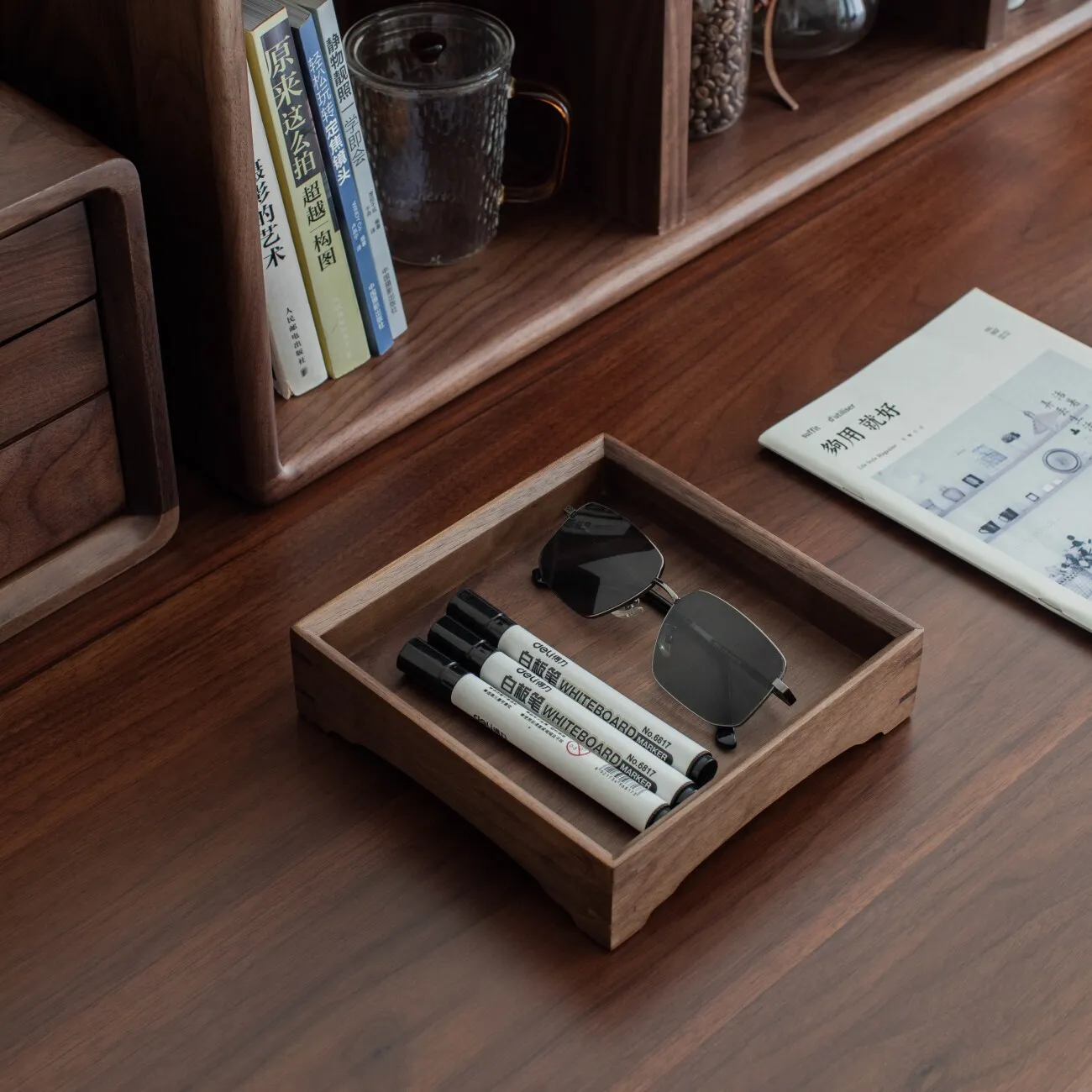 Designer Indoor Tea Tray Vintage office Wooden Decorative Tea Tray Luxury On Table Solid Wood bandejas de madera Tea Supplies 5