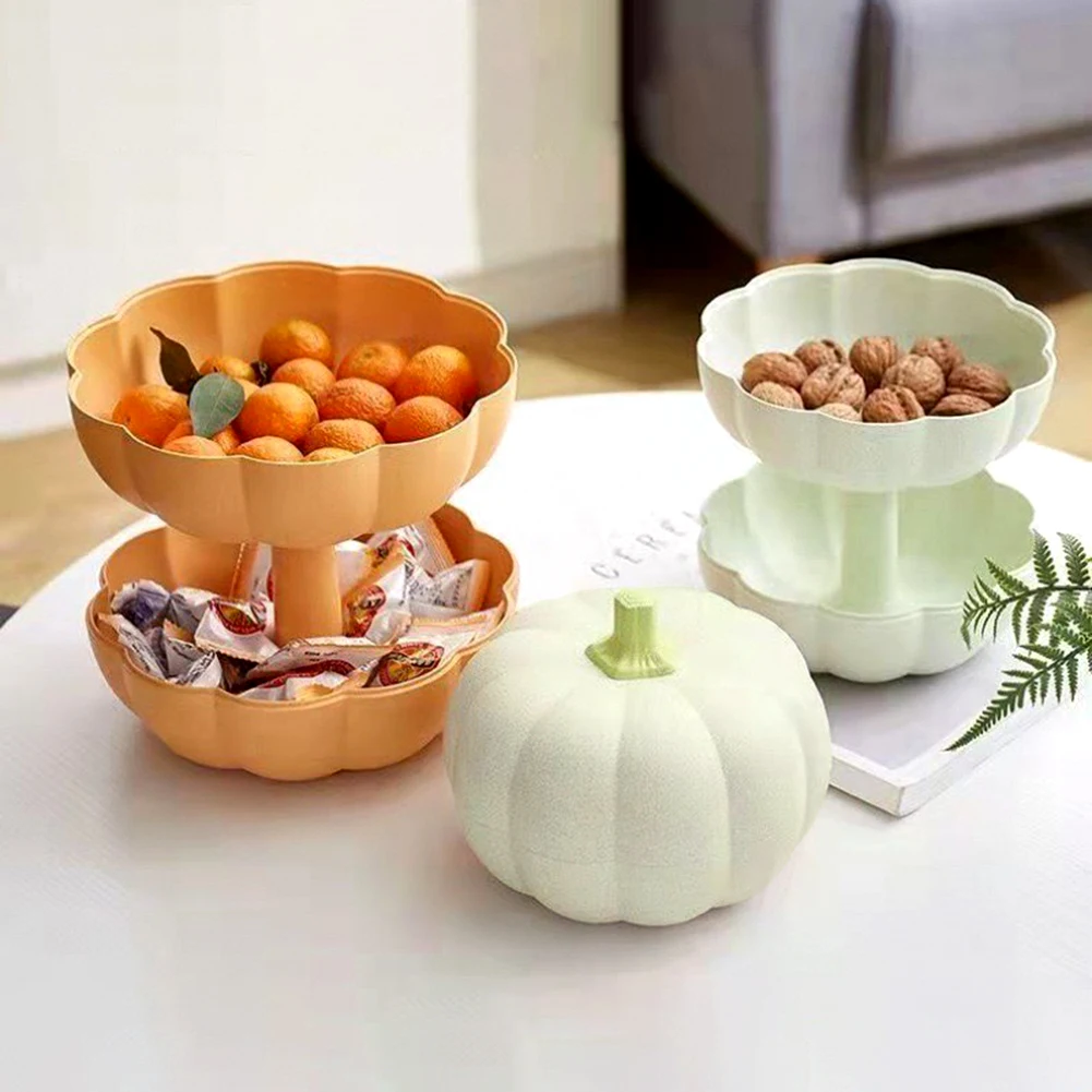 Pumpkins Fruit Tray With Lid Creative Plates Storage Box Dried Fruit Snack Plates Double Layer Candy Dessert Plate Container