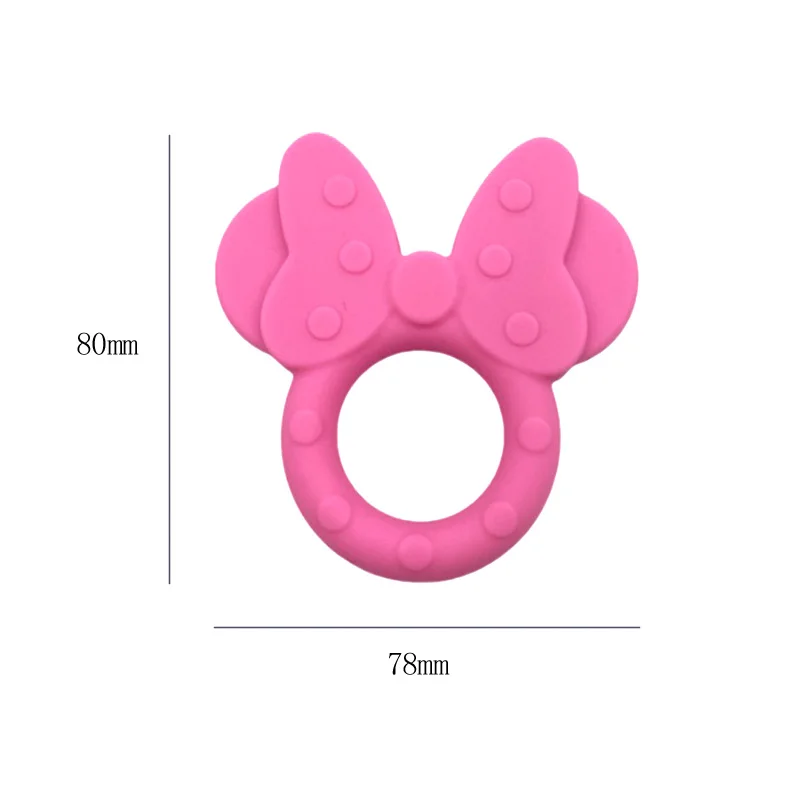 1 pz massaggiagengive in silicone cartone animato testa di topo animale alimentare grado fai da te dentizione per bambini massaggiagengive giocattolo accessori anello